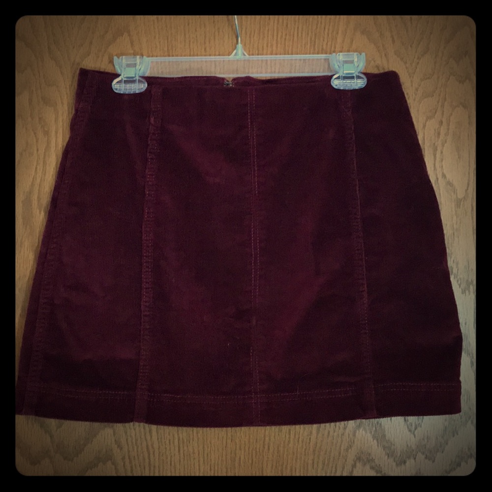 Maroon Corduroy Mini Skirt